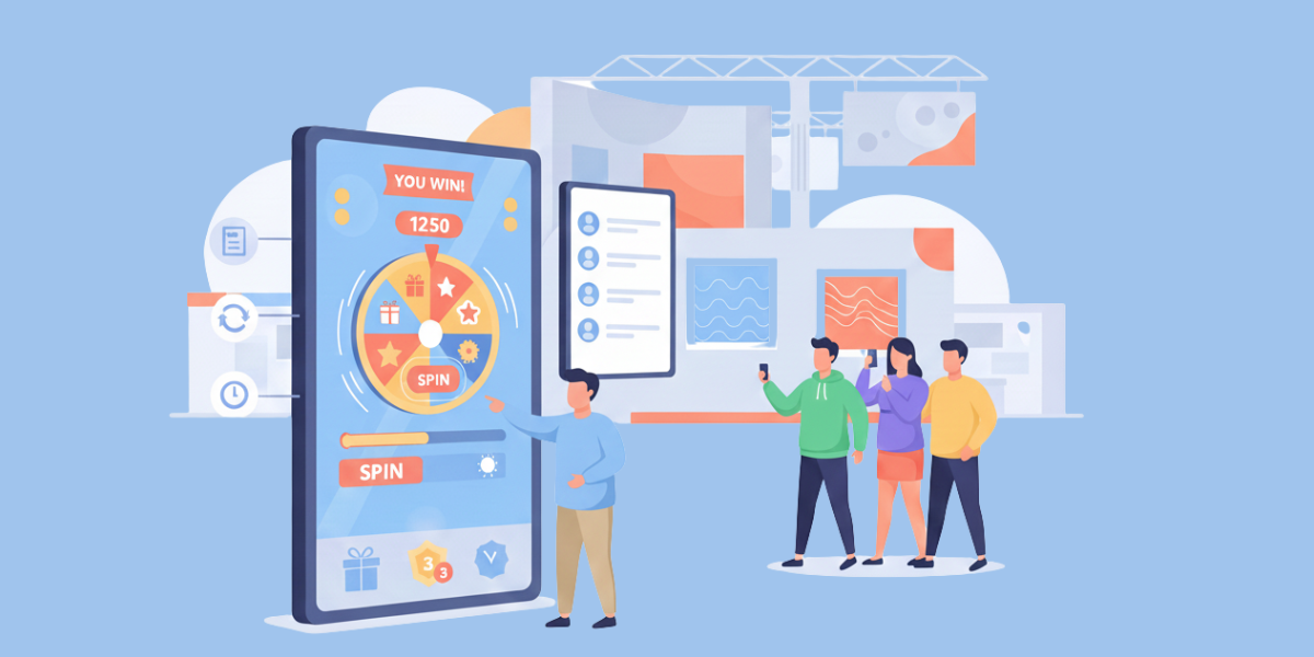 Interactive booth games illustration