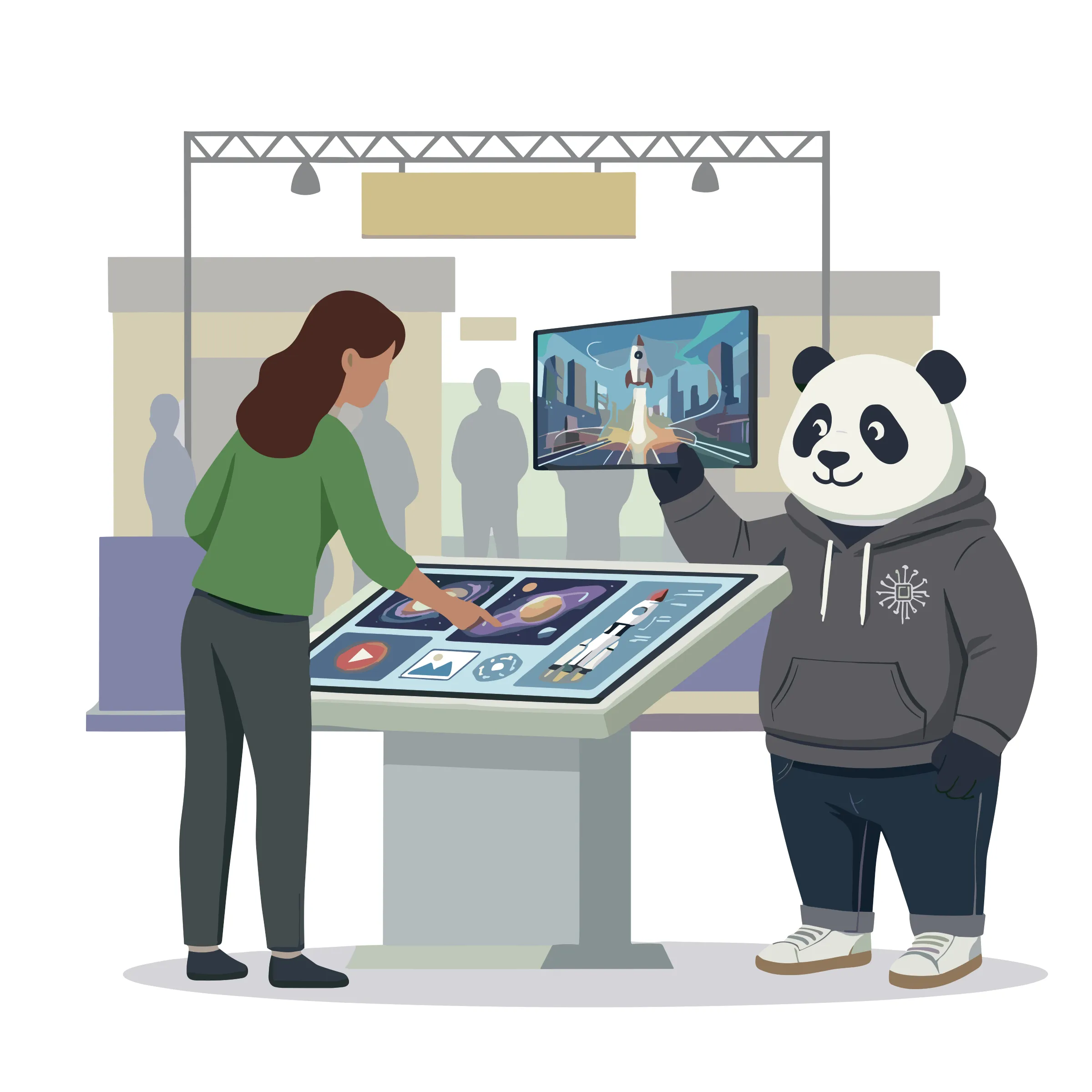 Interactive kiosk interface with user browsing products
