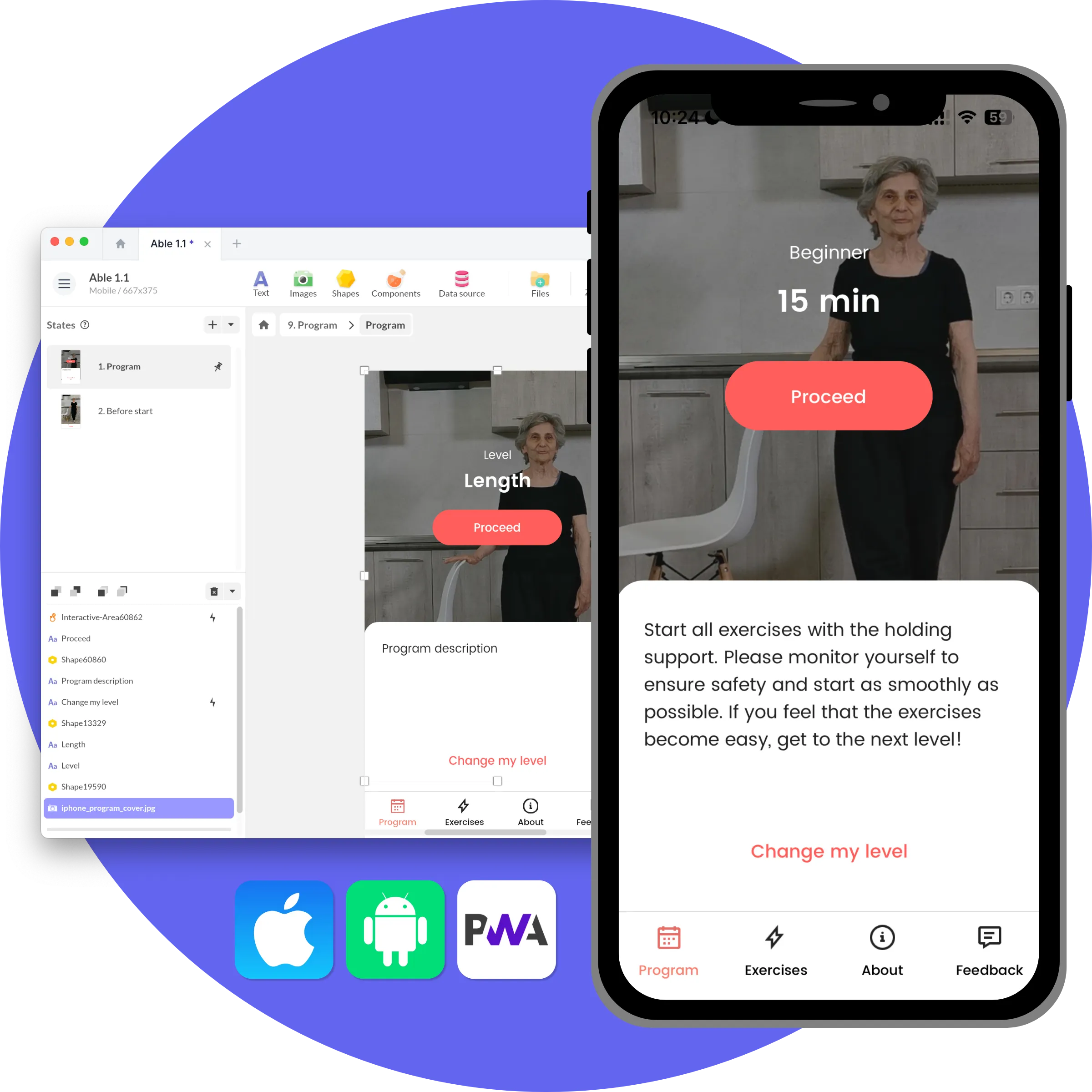 PandaSuite Studio interface for creating visual web apps